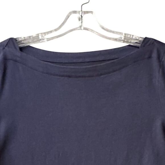 Talbots Popover Scoop Neck Embellished Fringe Hem Pima Cotton Top Women S Blue - Picture 5 of 8